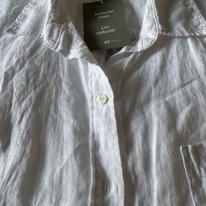 NWT H&M White Linen Button-Up Shirt